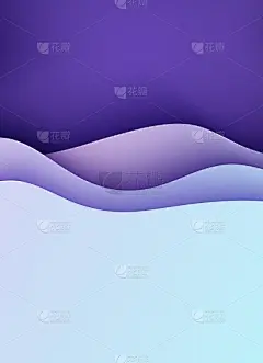 抽象的波浪传单在剪纸风格。神秘的渐变紫色背景。矢量时尚构图彩色形状剪出纸。3D纸雕卡。现代折纸设计模