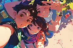 夏日聚会漫画风友情插画