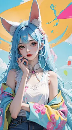 【图片】【AI绘画】炫彩蓝瞳猫女2【动漫壁纸吧】_百度贴吧