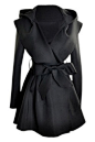 Slim Hooded Black Trench Coat