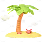 通用植物3D立体椰子树夏天夏季夏日元素素材