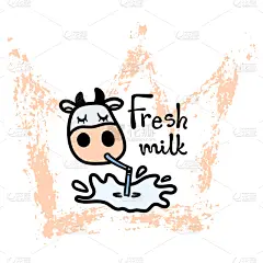 绘画插图,乱画,米色,矢量,家牛,动物手,荷尔斯泰因,纹理效果,绘制,喝