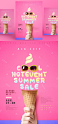 夏季创意冰激凌主题宣传海报PSD模板Summer poster template#tiw176a3106 :  