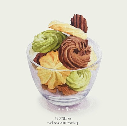 #美食##插画##手绘水彩# ava的水...