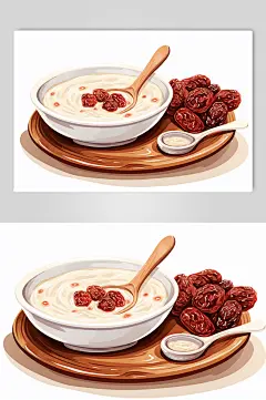 AI数字艺术传统节日腊八粥手绘美食插画