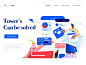 Web animation dynamic collocation time animation icon branding office girl ui blue web illustration design