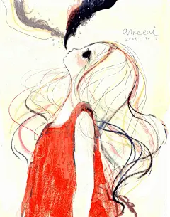 小清新女生的彩铅唯美手绘插画