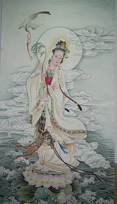工笔滴水 观音 像   王洪超