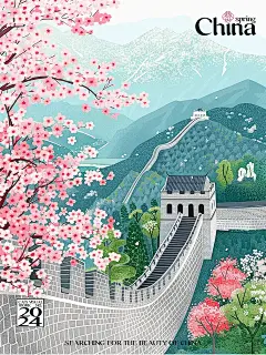 春天里的中国 | 春日长城如巨龙盘旋花海中 - 小红书
