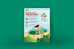 手绘插画版式设计体育活动主题海报PSD素材模板下载 Sport Activities Poster Illustration Template