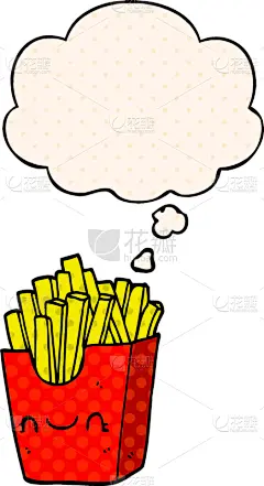 薯条,漫画书,收件箱,卡通,对话气泡框,可爱的,书,食品,图像,艺术