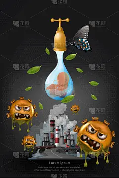 global warming pollution concept urban landscape