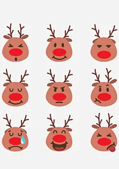 驯鹿表情包矢量图高清素材 圣诞 圣诞节 坐骑 老人 驯鹿 矢量图 免抠png 设计图片 免费下载