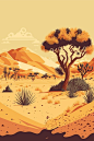 沙漠植物风景插画矢量图设计素材