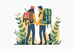 扁平风旅游彩色旅行插画