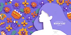 时尚抽象Banner手绘剪纸花卉当代艺术母亲节妇女节纸艺AI矢量素材-淘宝网
