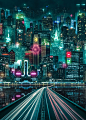 "Neon City" Poster Print on metal by Benny  Productions