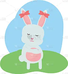 可爱的,兔子,田地,雌性动物,传统,请柬,复活节,哺乳纲,草,问候