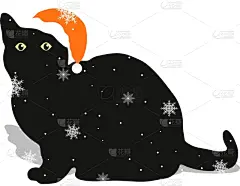 红色,猫,帽子,黑色,可爱的,白色,季节,问候,庆祝,装饰