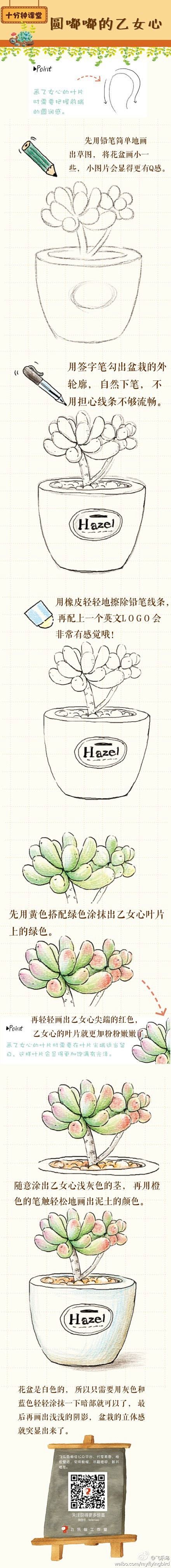 教程 步骤图  植物 #水彩#