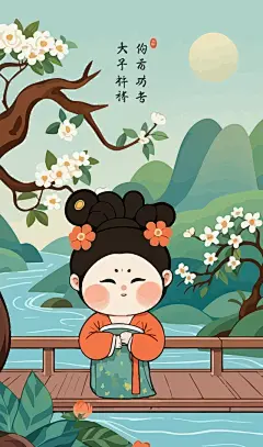 古典胖女孩矢量图形插画元素