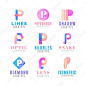 Gradient p logo collection Free Vector