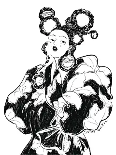 黑白时尚人物速写练习插画创作习作ASUD - 原创作品 -  -13