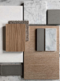This may contain: some different types of tile and wood on a wall with marble flooring in the background