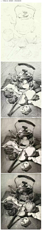 素描静物组合教程，素描基础差的同学必看 ​​​​