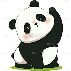 卡通风简笔画单只熊猫动物贴纸