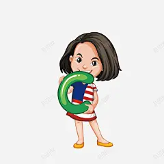 短发女孩C字母矢量图高清素材 免费下载 页面网页 平面电商 创意素材 png素材