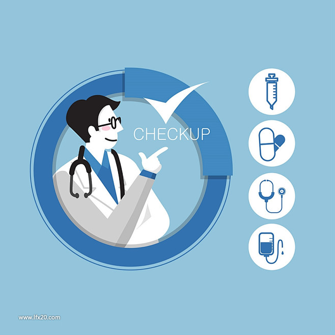 医疗保健简约扁平体检检查医生健康检查表插...