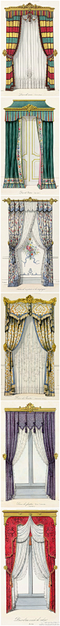 #vintage##复古家居# 18-19世纪法国设计师们设计的窗帘效果图