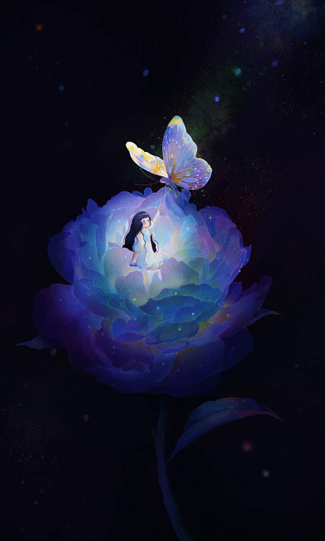 你若盛开 蝴蝶自来_瑶背背__插画师作品...
