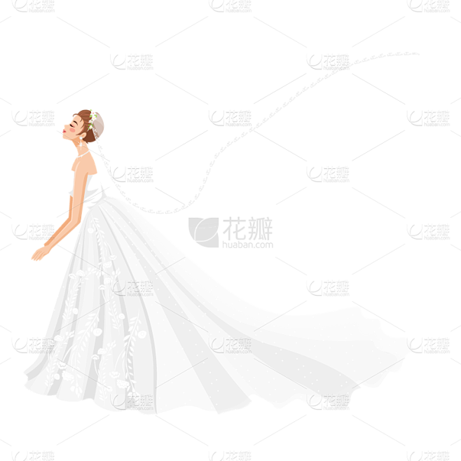 手绘风-婚礼人物元素贴纸-婚纱新娘