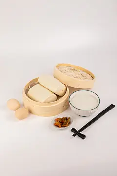 馒头鸡蛋早餐面点面食美食摄影图