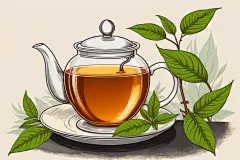 手绘文艺嫩绿醇厚香气茶叶插画