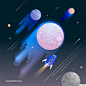 宇宙星球卫星插画AI矢量素材