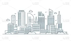 现代,城市,轮廓,全景,巨大的,城市生活,分界线,商务,直的,建筑业
