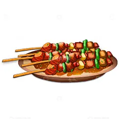 美食烧烤串串羊肉串插画高清模板免费下载-趣麦麦图