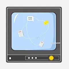 黑色老式电视插画图片大小2000x2000px 图片尺寸252.71 KB 来自PNG搜索网 pngss.com 免费免扣png素材下载！电视剧#电视台#电子机器#黑色电视#黄色开关#卡通电视#老式电视#新闻报纸#新闻联播#装饰图案#