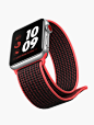 red and black Apple watch series_]3