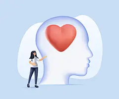 图源免费EPS文件 |3D healthy mentality and self care illustration. Feeling confident and strong. Yoga and meditation banner. Happy woman feel confident, relax, accept love herself. Selfcare acceptance vector 3d render