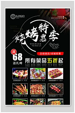 烧烤夜市炭烤撸串烤串烤肉海报