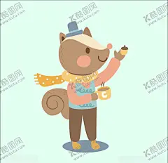 卡通动物 【酷图网】手绘,卡通,可爱,动物,插画,森系,小猫,小兔,小熊,童话,背景,图片