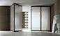 folding door version, brown aluminium frame and reflecting etched light-coloured glass