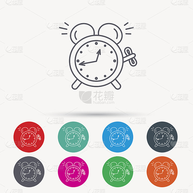 闹钟图标。机械复古的时间符号。