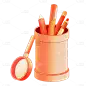 卡通感3D笔筒元素