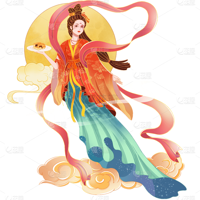 中秋节中国风插画嫦娥元素