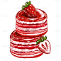手绘写实蛋糕元素-草莓千层蛋糕